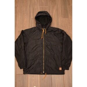 Brixton Men's Windbreaker Jacket S Black 100% Nylon Long Sleeve Full Zip Hooded‎